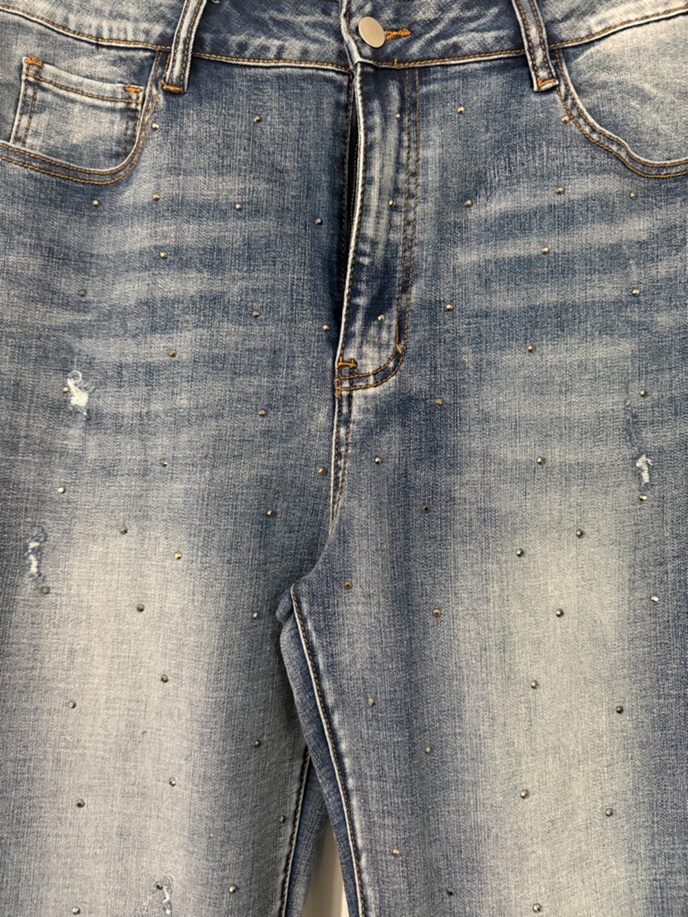 High-Rise Light Blue Studded Women’s Jeans